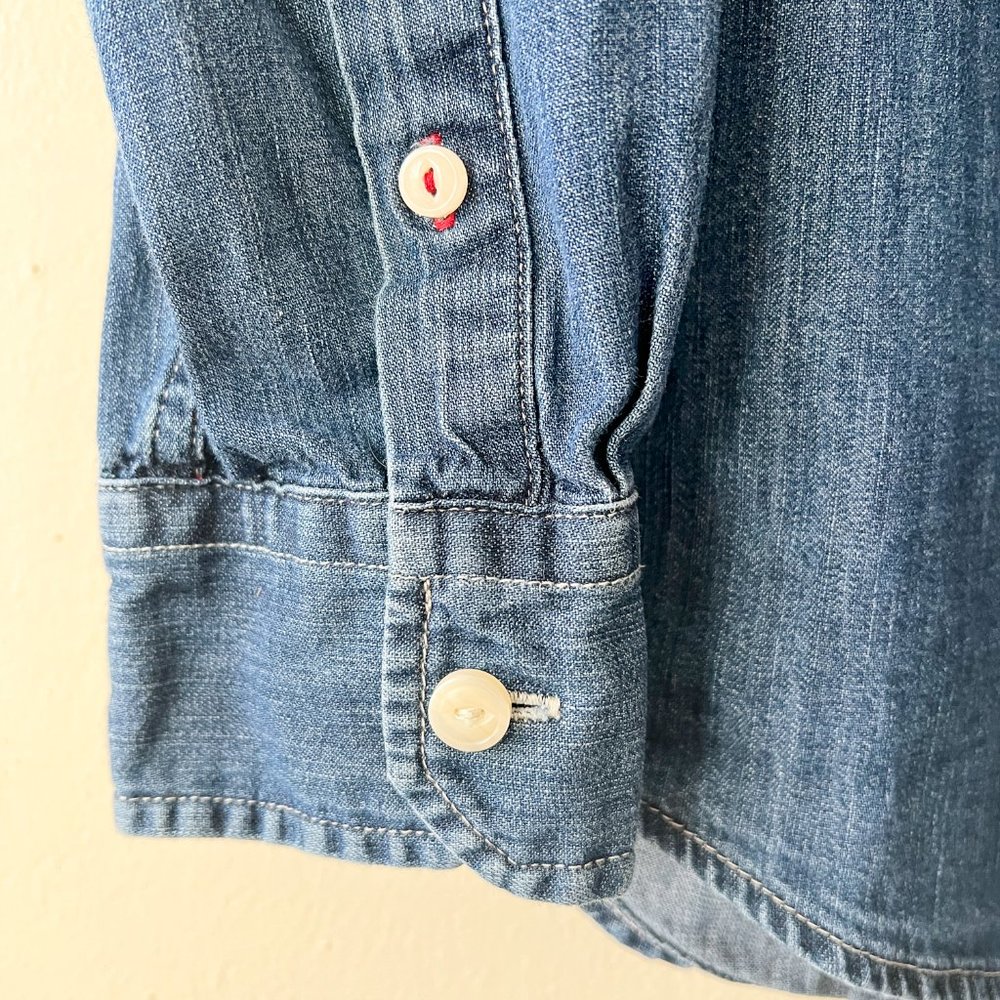 MT American Eagle Jean Button Double Breast Pocket Long Sleeve Casual Shirt Tall - Picture 2 of 10